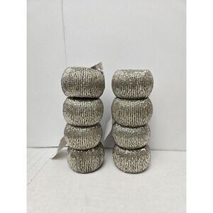 Beaded napkin rings set of 8 silver Christmas holiday decor most nwt